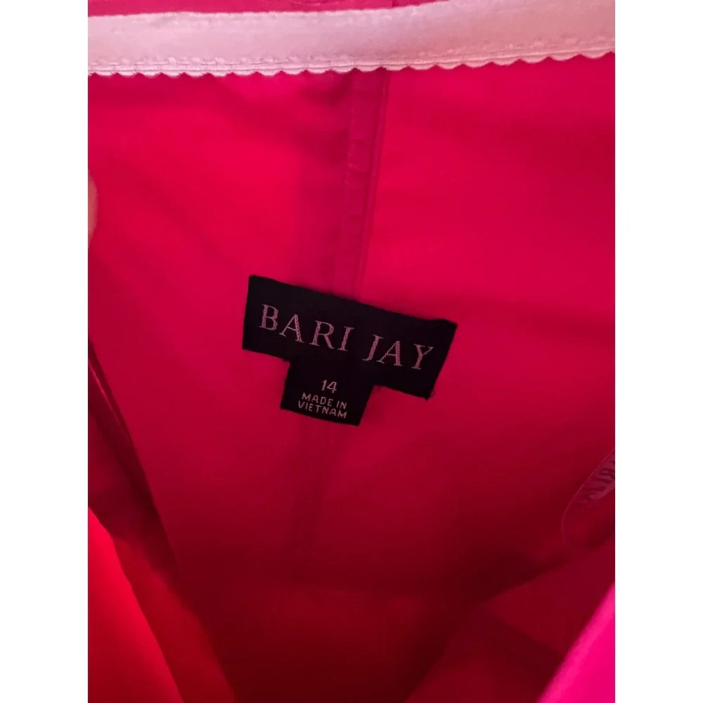 Bari Jay Bright Pink Strapless Pleated Formal Dress Size 14 Bridesmaid - Picture 8 of 8
